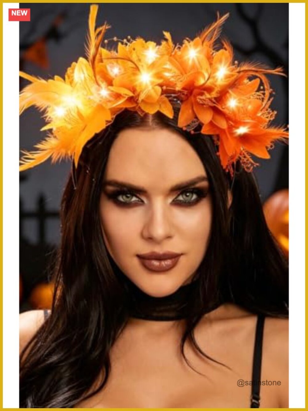 LED Light Up Flower Feather Headband Gothic Costume Headpiece